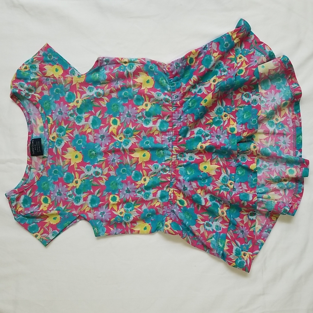 Floral Shirt w/ Green Stripe on Back